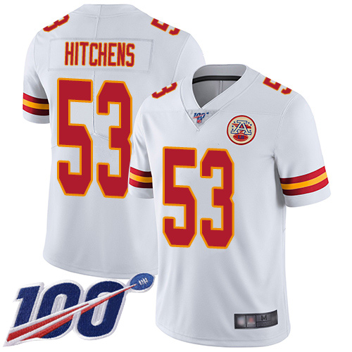 Men Kansas City Chiefs 53 Hitchens Anthony White Vapor Untouchable Limited Player 100th Season Nike NFL Jersey